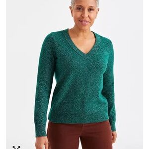 Style & Co Shine V-Neck Pullover Sweater XS